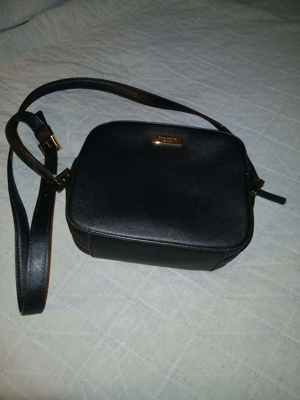 Kate Spade New York Black Saffiano Leather Camera Crossbody Bag